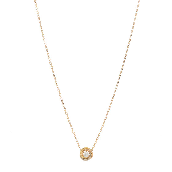 18K Pink White Yellow Gold Diamond Trinity De Cartier Pendant Necklace