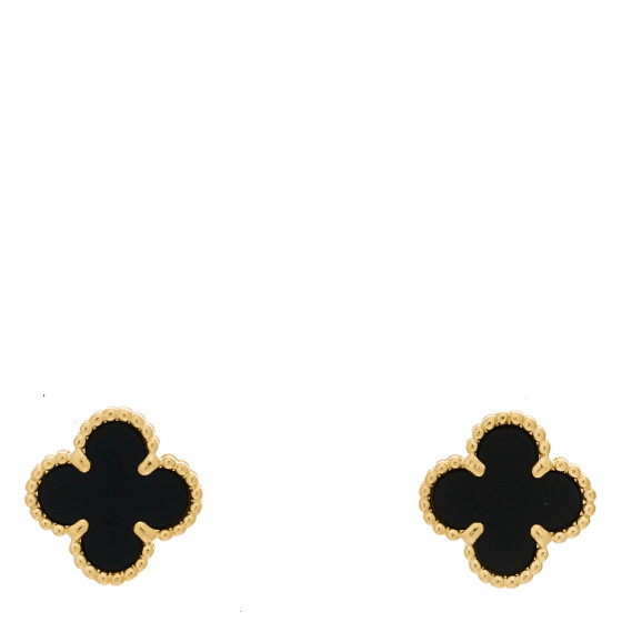 18K Yellow Gold Black Onyx Sweet Alhambra Earrings
