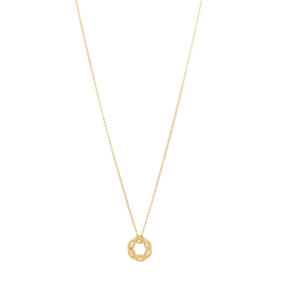 18K Yellow Gold Diamond Barocco Twisted Circle Necklace