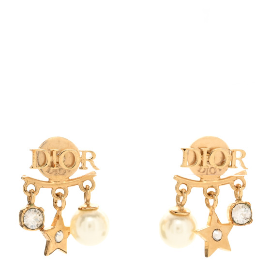 Pearl Crystal Dio(r)evolution Star Earrings Gold