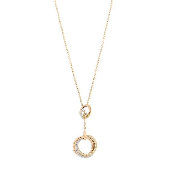 18K Pink Yellow White Gold Diamond Trinity Lariat Necklace