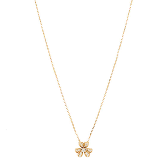 18K Yellow Gold Diamond Mini Frivole Pendant Pave Necklace