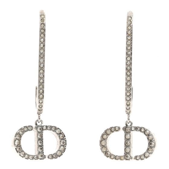 Crystal CD Drop Earrings Silver