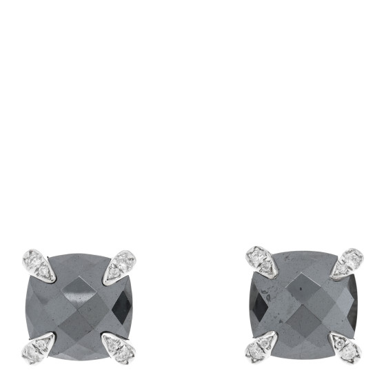 Sterling Silver Diamond Hematine 9mm Chatelaine Earrings