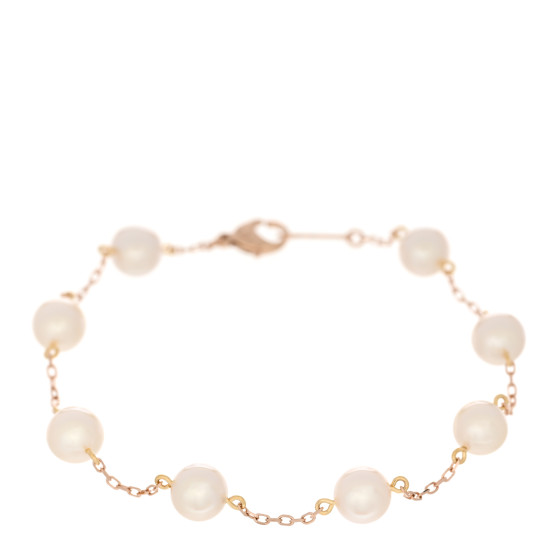 18K Rose Yellow Gold Akoya Pearl 6-6.5mm Station Bracelet
