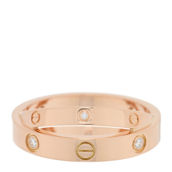 18K Pink Gold 6 Diamond LOVE Ring 51/5.75