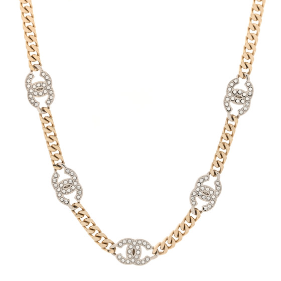 Crystal Chain CC Link Choker Gold Silver