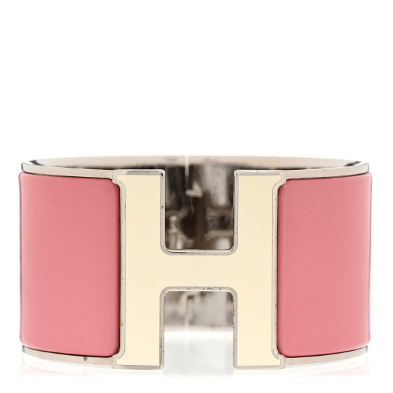 Enamel Extra Wide Clic Clac H Bracelet GM White Rose Velours