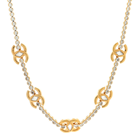 Metal Crystal CC Marquise Choker Gold