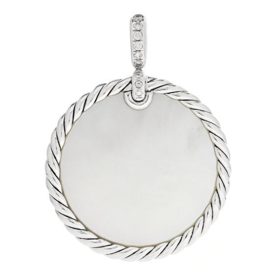 Sterling Silver Diamond Onyx Mother of Pearl 32mm Elements Disc Pendant