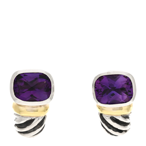 Sterling Silver 14K Yellow Gold Amethsyt Capri Shrimp Earrings