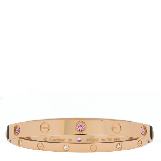 18K Pink Gold Diamond Pink Sapphire Double LOVE Bracelet 16