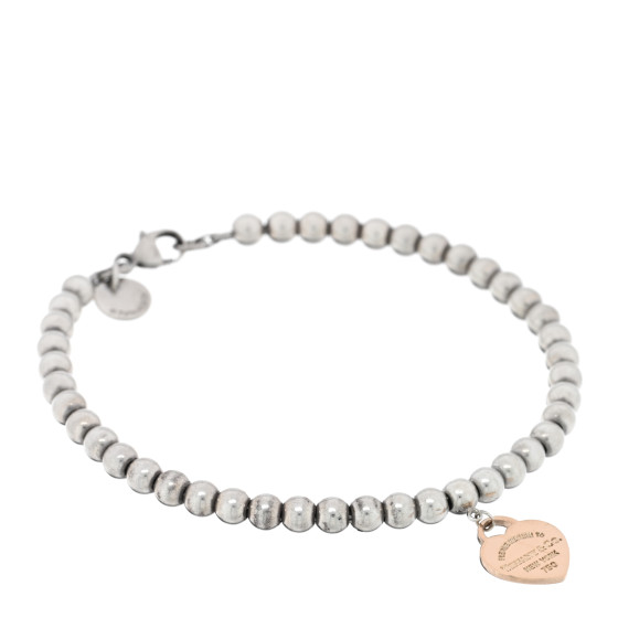 Sterling Silver 18K Rose Gold Return to Tiffany Heart Bead Bracelet