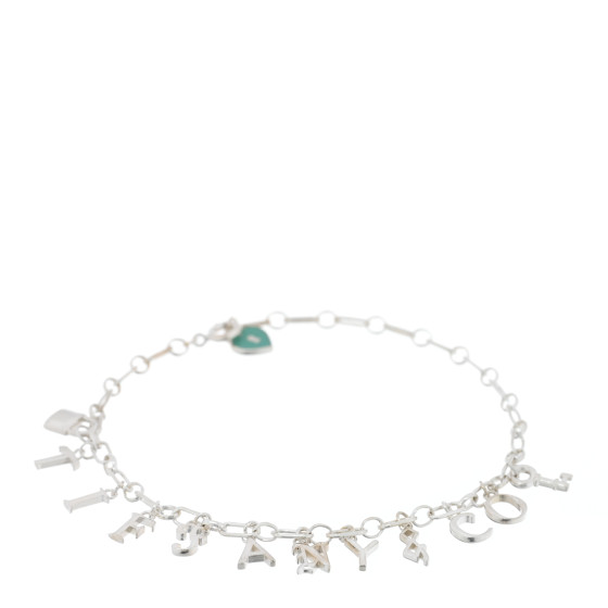 Sterling Silver Enamel Love Notes Logo Charm Bracelet Blue