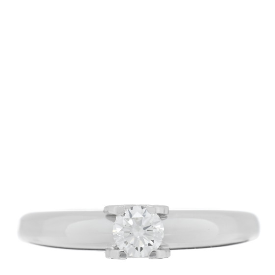 18K White Gold Diamond .30ct C De Cartier Solitaire Ring 49 5