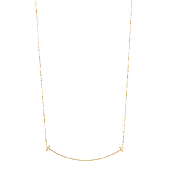 18K Yellow Gold Large T Smile Pendant Necklace