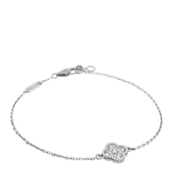18K White Gold Diamond Sweet Alhambra Bracelet