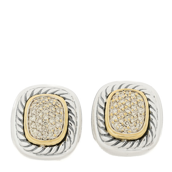Sterling Silver 18K Yellow Gold Diamond Albion Pave Earrings