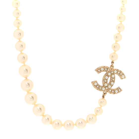 Pearl CC 100th Anniversary Necklace Light Gold