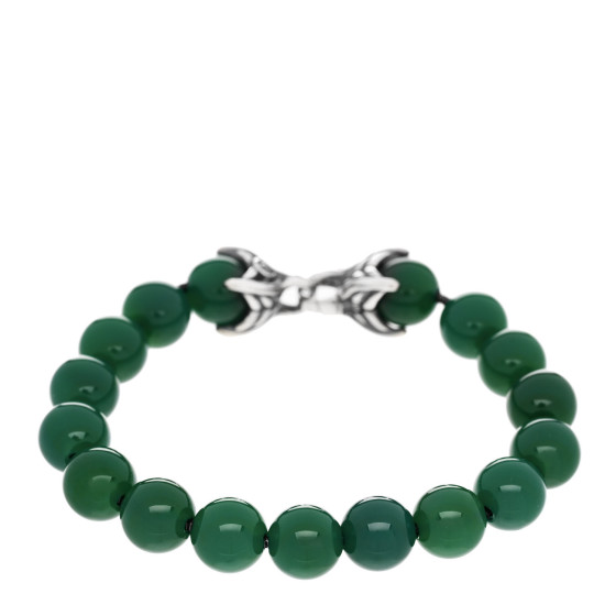 Sterling Silver Green Onyx 10mm Spiritual Beads Bracelet