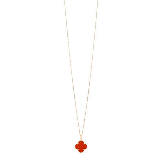 18K Yellow Gold Carnelian Magic Alhambra Long Necklace
