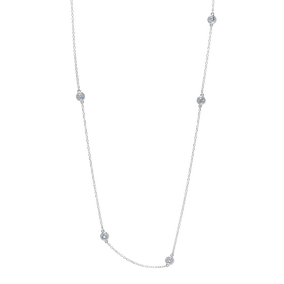 Sterling Silver Aquamarine Elsa Peretti Color By The Yard Sprinkle Necklace