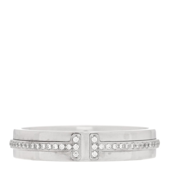 18K White Gold Diamond Narrow T Two Ring 57 8