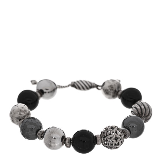 Sterling Silver Black Onyx Hematite 14mm Elements Bead Bracelet