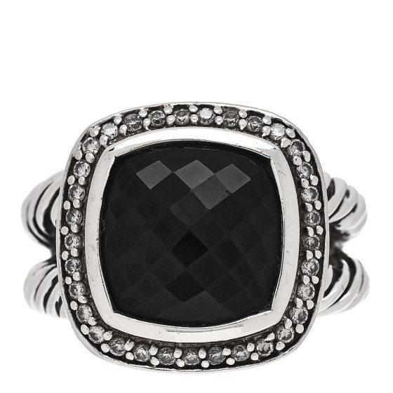 Sterling Silver Diamond Black Onyx 11mm Albion Statement Ring 51 5.75
