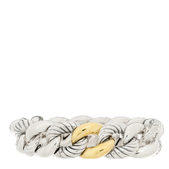 Sterling Silver 18K Yellow Gold 18mm Curb Chain Bracelet