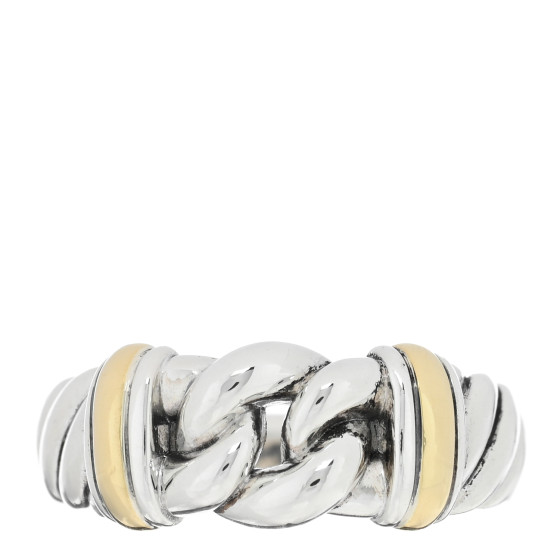 Sterling Silver 18K Yellow Gold Metro Chain Ring 52 6