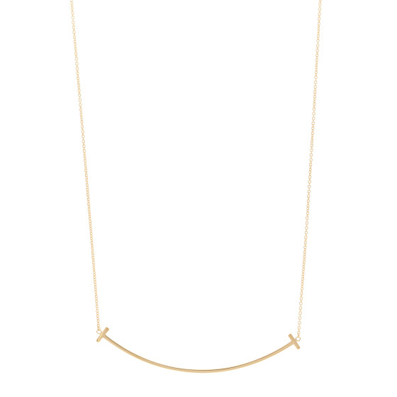 18K Yellow Gold Large T Smile Pendant Necklace
