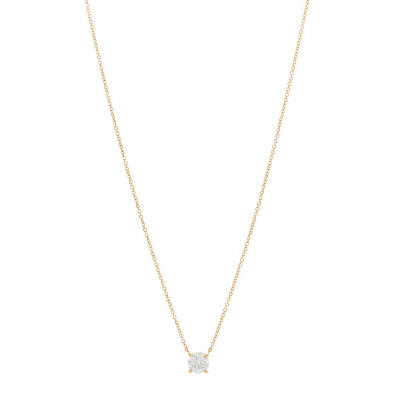 18K Yellow Gold Diamond .78ct Solitaire Pendant Necklace