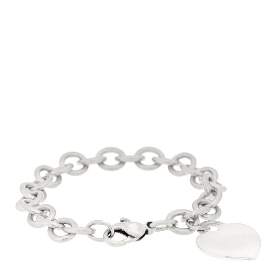 Sterling Silver Heart Tag Charm Bracelet