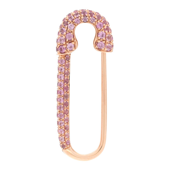 18K Rose Gold Pink Sapphire Safety Pin Earring