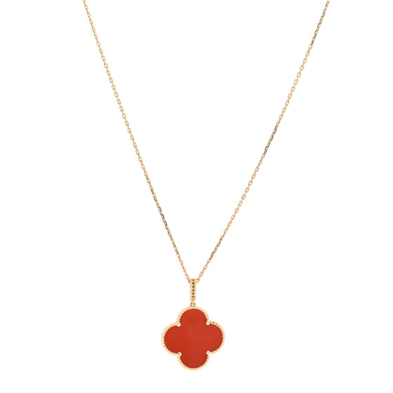 18K Yellow Gold Carnelian Magic Alhambra Long Necklace