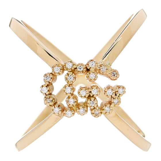 18K Yellow Gold Diamond Running G Cross Ring 50 5.5