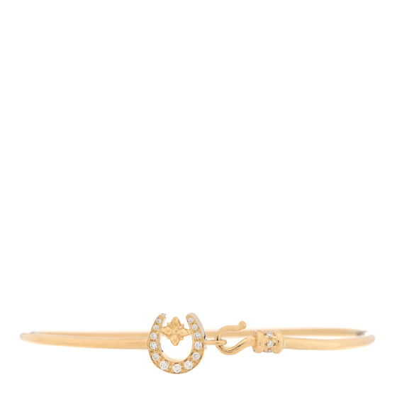 18K Yellow Gold Diamond Horseshoe Bangle Bracelet