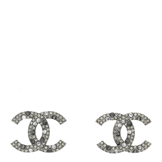 Crystal Ruthenium Large CC Earrings Grey Silver