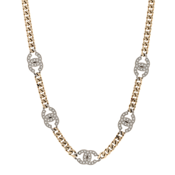 Crystal Chain CC Link Choker Gold Silver
