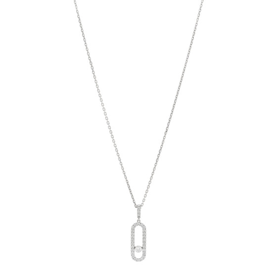 18K White Gold Diamond LM Move Uno Pave Pendant Necklace