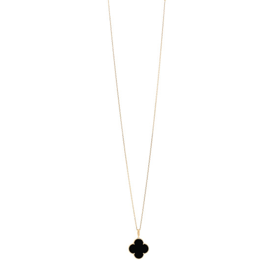 18K Yellow Gold Black Onyx Magic Alhambra Pendant Necklace