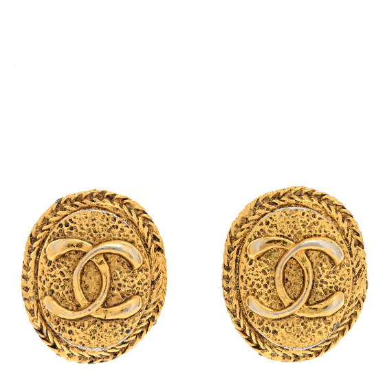 Metal Round CC Clip On Earrings Gold