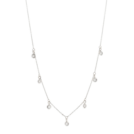 18K White Gold Diamond Diamonds By The Inch Dangling Seven Station Necklace