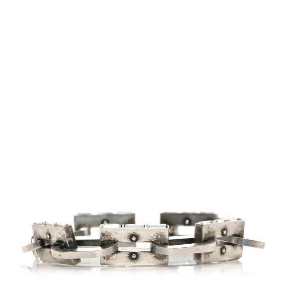 Metal Crystal Chain Link Bracelet Silver