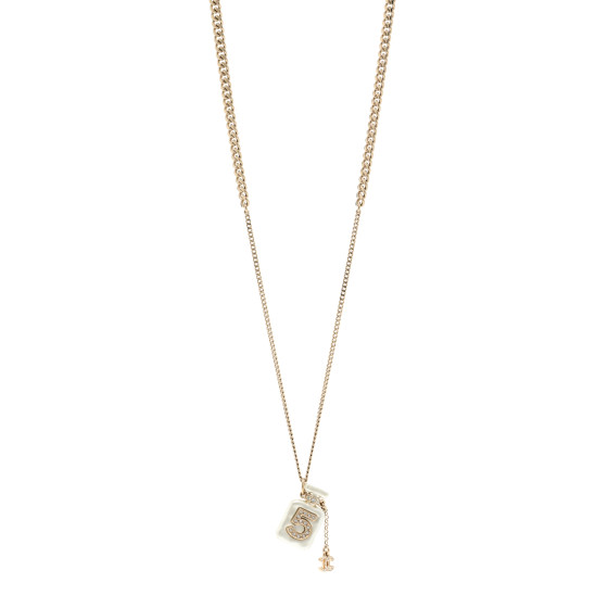 Crystal Pearl CC No. 5 Perfume Bottle Necklace White Gold