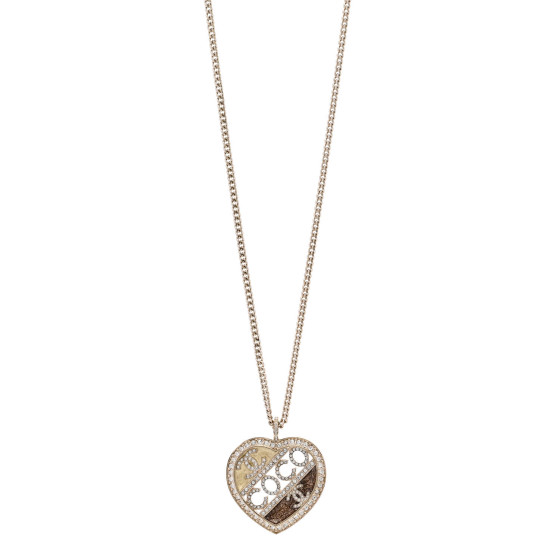 Crystal Crystal CC Coco Heart Necklace Gold
