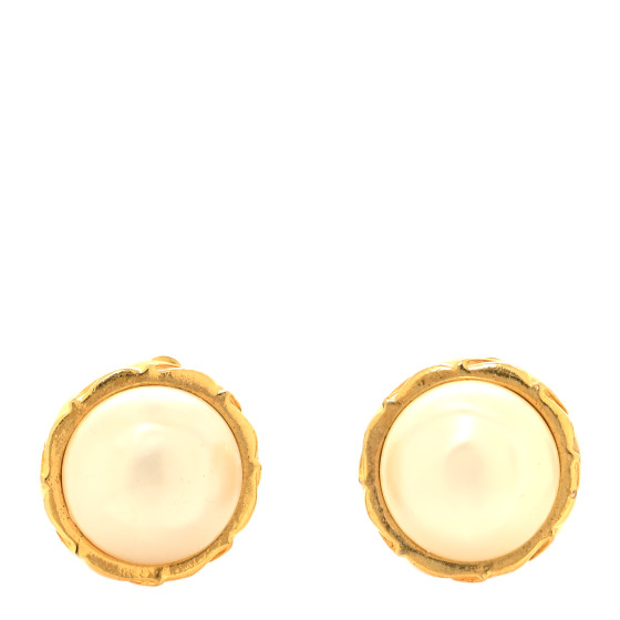 Pearl Round Clip On Earrings Gold