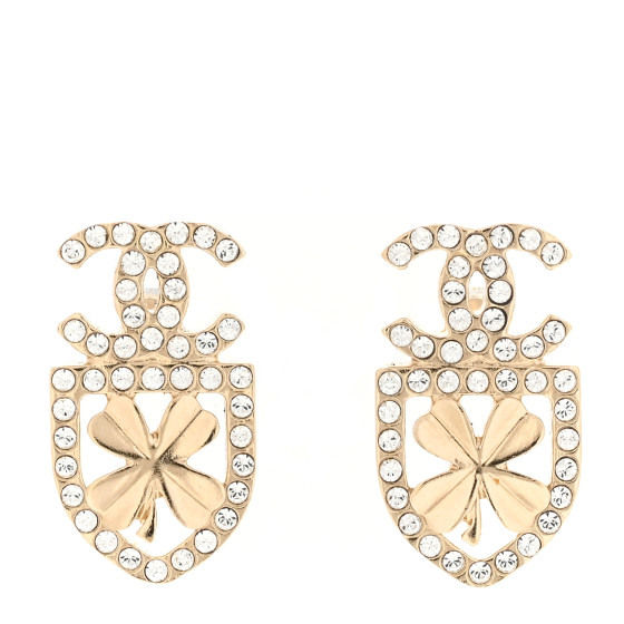 Crystal CC Sergeant Chanel Earrings Gold