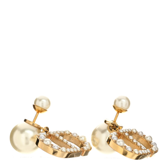 Pearl Tribal CD Drop Earrings Gold